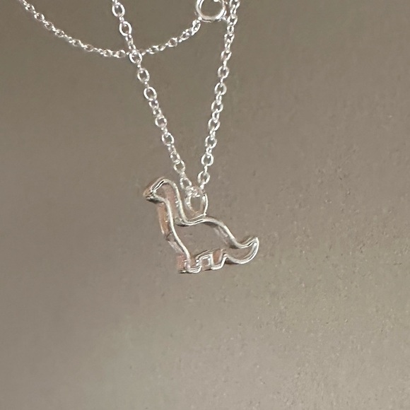 Sterling Silver Dainty Dinosaur Necklace - Picture 10 of 16